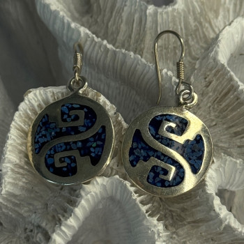 Vintage 925 Sterling Silver Turquoise Earrings Length 1.70 Inch