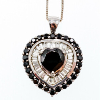 925 Sterling Silver Black Spinel & Goshenite 