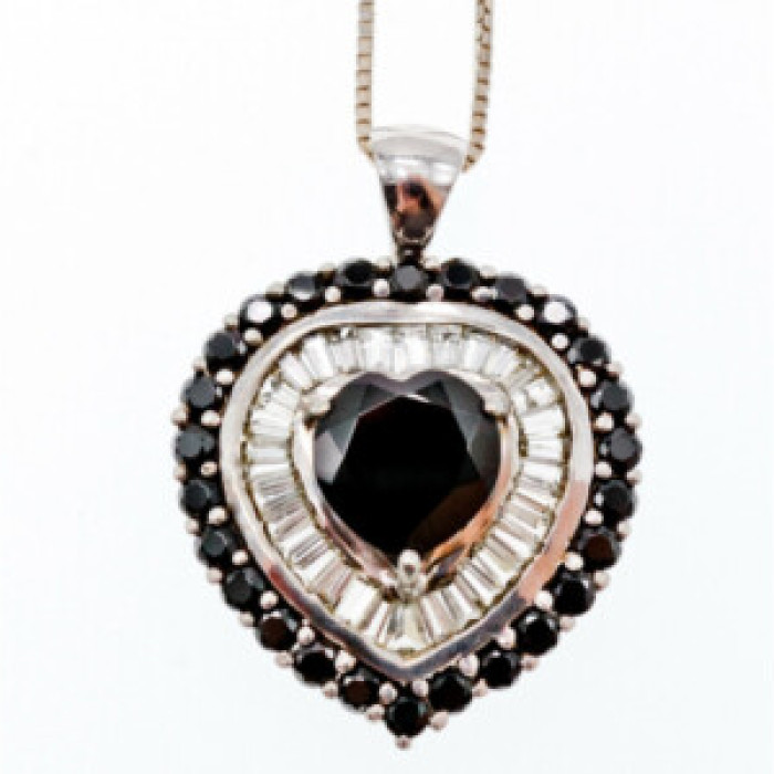 925 Sterling Silver Black Spinel & Goshenite 