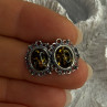 Vintage 925 Sterling Silver Amber Earrings Length 0.60 Inch