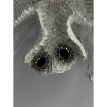 Vintage 925 Sterling Silver Amber Earrings Length 0.60 Inch