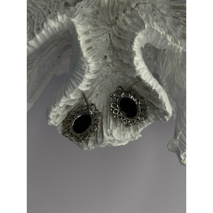 Vintage 925 Sterling Silver Amber Earrings Length 0.60 Inch