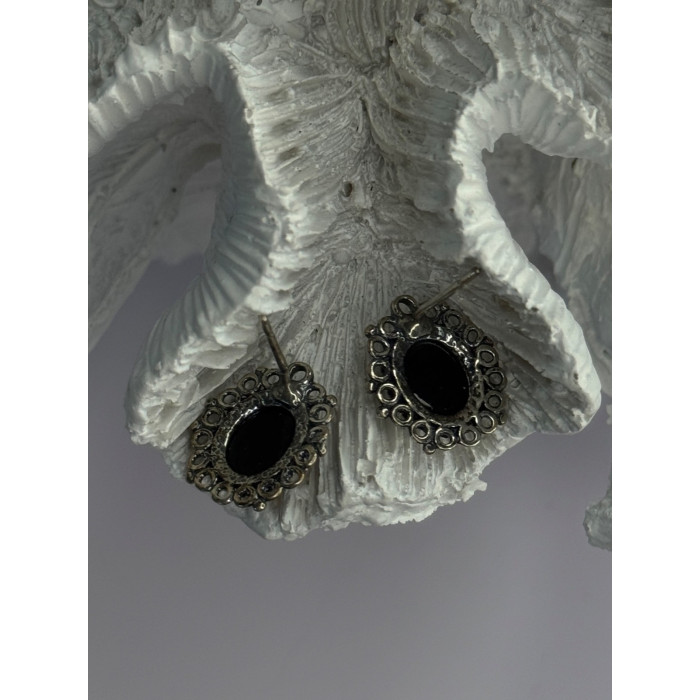 Vintage 925 Sterling Silver Amber Earrings Length 0.60 Inch