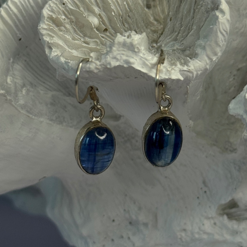 925 Sterling Silver Blue Moonstone Earrings Length 1.30 Inch