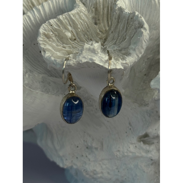 925 Sterling Silver Blue Moonstone Earrings Length 1.30 Inch