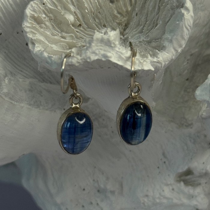 925 Sterling Silver Blue Moonstone Earrings Length 1.30 Inch