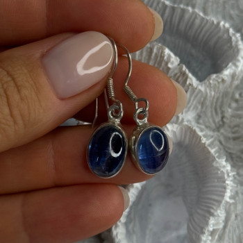 925 Sterling Silver Blue Moonstone Earrings Length 1.30 Inch