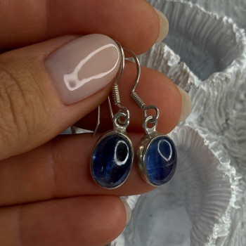 925 Sterling Silver Blue Moonstone Earrings Length 1.30 Inch