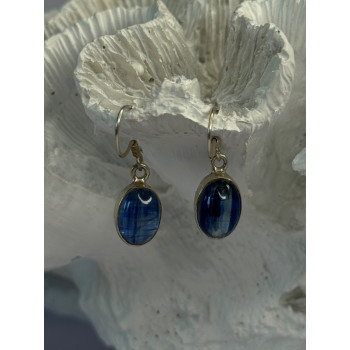 925 Sterling Silver Blue Moonstone Earrings Length 1.30 Inch