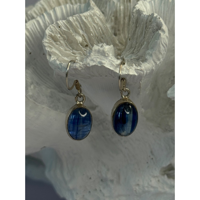 925 Sterling Silver Blue Moonstone Earrings Length 1.30 Inch