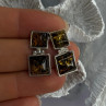 925 Sterling Silver Amber Earrings Length 0.90 Inch