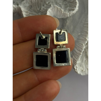 925 Sterling Silver Amber Earrings Length 0.90 Inch