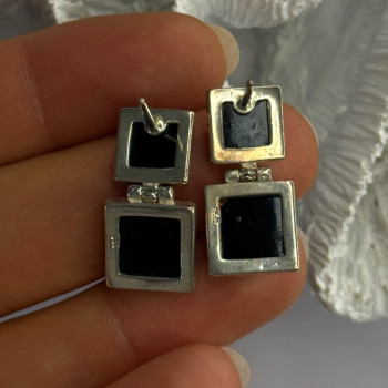 925 Sterling Silver Amber Earrings Length 0.90 Inch