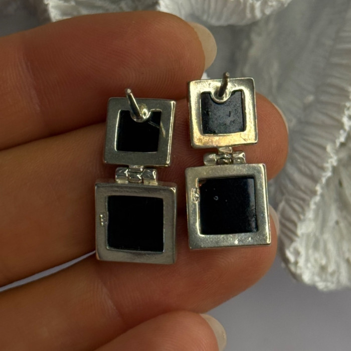 925 Sterling Silver Amber Earrings Length 0.90 Inch