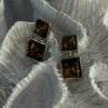925 Sterling Silver Amber Earrings Length 0.90 Inch