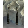 Elegant 925 Sterling Silver Onyx & Marcasite Earrings Length 2.30 Inch