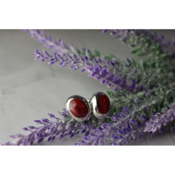 925 Sterling Silver Red Jasper Stud Earrings