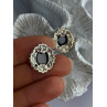 925 Sterling Silver Victorian Cameo Carved Shell Marcasite Earrings