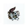 925 BLACKENED SILVER TOPAZ, GARNET, PERIDOT & OPAL RING SIZE 8