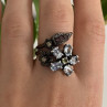 925 Blackened Silver Topaz, Garnet, Peridot & Opal Ring Size 8
