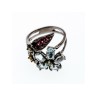 925 BLACKENED SILVER TOPAZ, GARNET, PERIDOT & OPAL RING SIZE 8