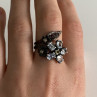 925 Blackened Silver Topaz, Garnet, Peridot & Opal Ring Size 8