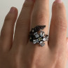 925 Blackened Silver Topaz, Garnet, Peridot & Opal Ring Size 8