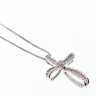 925 Sterling Silver White Topaz Chain With Cross Italy