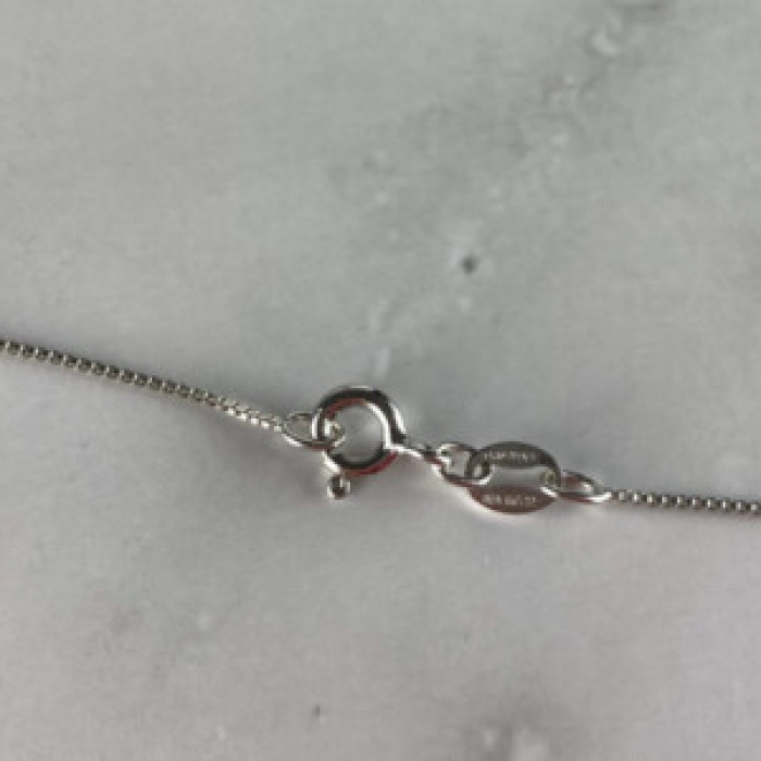925 Sterling Silver White Topaz Chain With Cross Italy