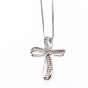925 Sterling Silver White Topaz Chain With Cross Italy