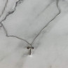 925 Sterling Silver White Topaz Chain With Cross Italy