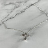 925 Sterling Silver White Topaz Chain With Cross Italy