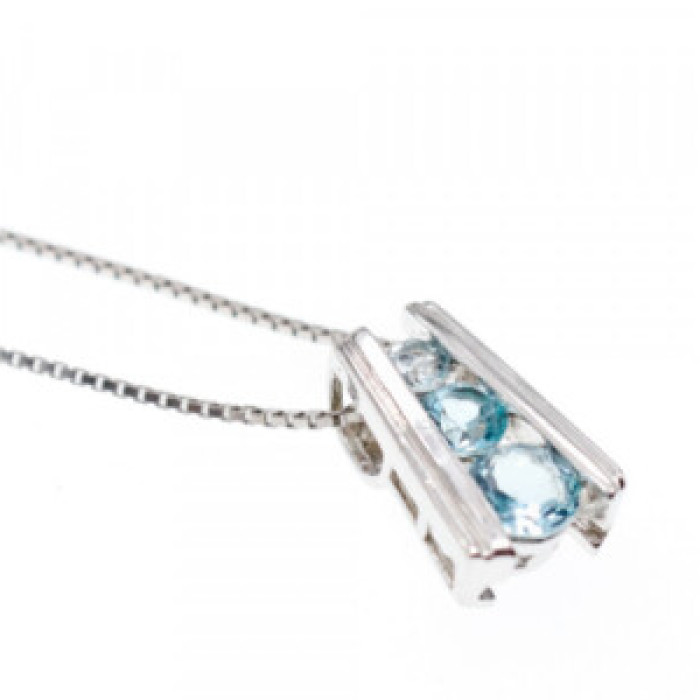 925 Sterling Silver Blue Spinel Chain With Pendant