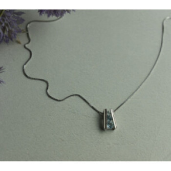 925 Sterling Silver Blue Spinel Chain With Pendant