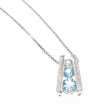 925 Sterling Silver Blue Spinel Chain With Pendant