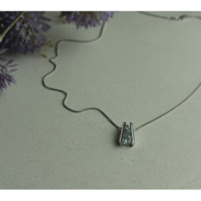 925 Sterling Silver Blue Spinel Chain With Pendant