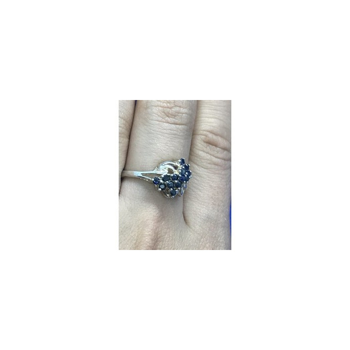925 Sterling Silver Blue Sapphires Ring Size 8