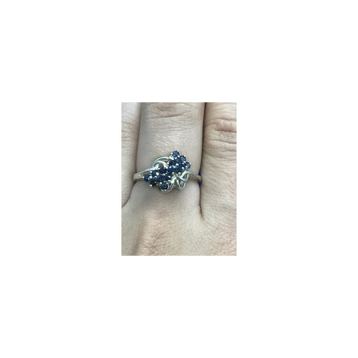 925 Sterling Silver Blue Sapphires Ring Size 8