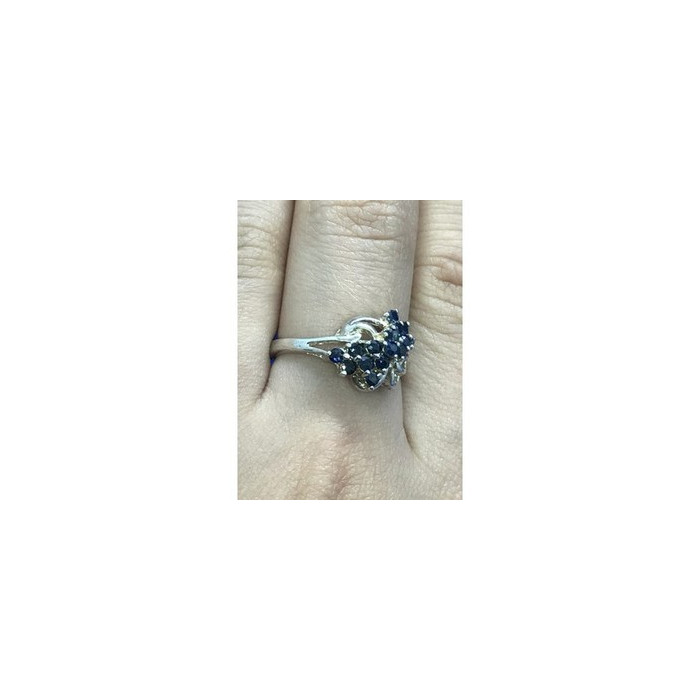 925 Sterling Silver Blue Sapphires Ring Size 8