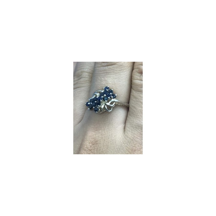 925 Sterling Silver Blue Sapphires Ring Size 8