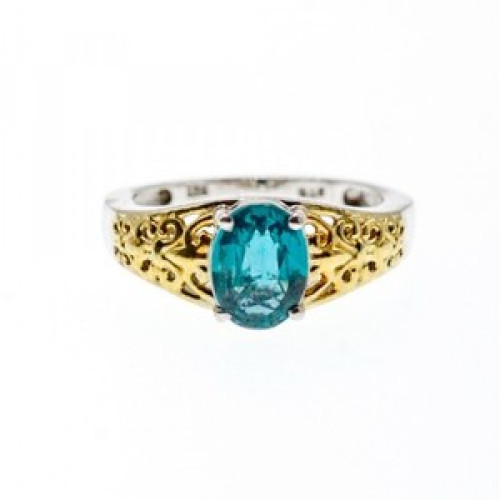 925 Sterling Silver Gold Plated Spinel Openwork Ring Size 6