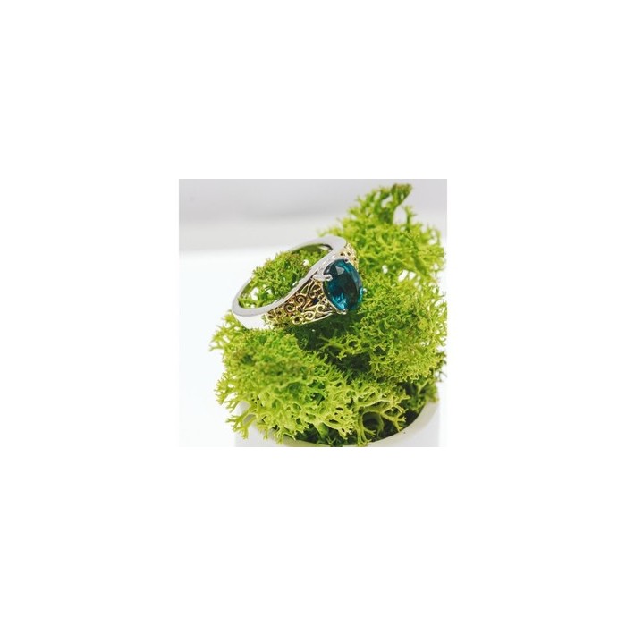 925 Sterling Silver Gold Plated Spinel Openwork Ring Size 6