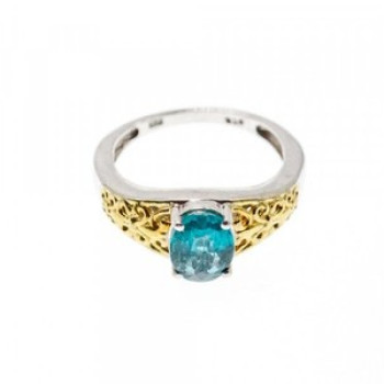 925 Sterling Silver Gold Plated Spinel Openwork Ring Size 6
