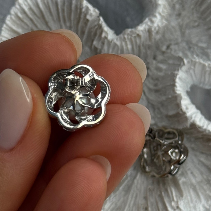 Beautiful 925 Sterling Silver Pearl Earrings Length 0.60 Inch