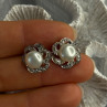 Beautiful 925 Sterling Silver Pearl Earrings Length 0.60 Inch