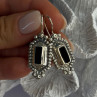 Vintage 925 Sterling Silver Onyx Earrings Length 1.50 Inch