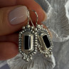 Vintage 925 Sterling Silver Onyx Earrings Length 1.50 Inch