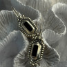 Vintage 925 Sterling Silver Onyx Earrings Length 1.50 Inch