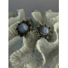 925 Sterling Silver Blue Agate Sun Earrings Length 0.90 Inch