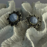 925 Sterling Silver Blue Agate Sun Earrings Length 0.90 Inch